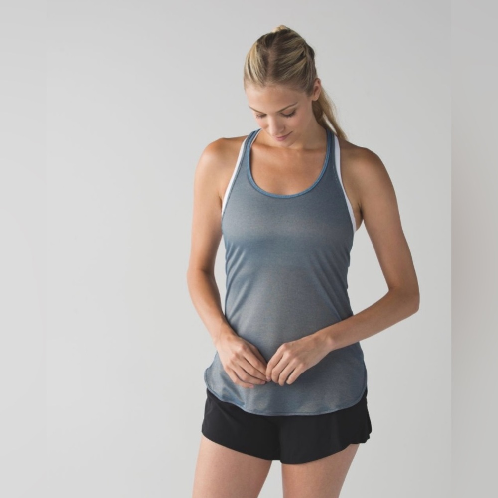 Lululemon What The Sport Singlet in Heathered Poseidon / Gold
